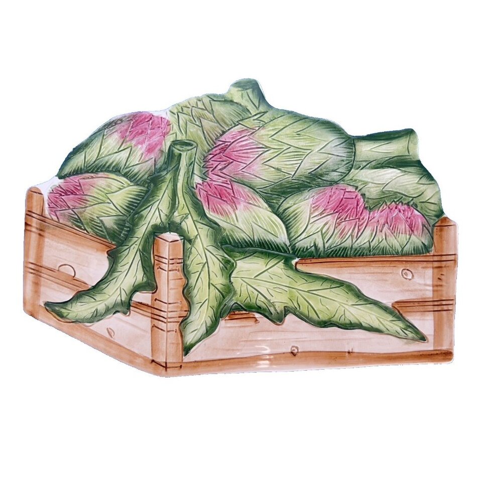 Hand Painted Artichoke Trivet Ceramic Italy Numbered Ceramiche Leonardo 11" x 7"